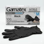 دستکش نیتریل مشکی غیر پودری حریر مدل GAMATEX بسته ۱۰۰ عددی - Image 3