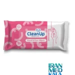 نمای بسته بندی دستمال مرطوب کلین آپ مدل nourishing02 دو بسته 50 عددی برچسب و بسته بندی